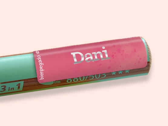 Etiquetas personalizadas pequeñas en dorado/plateado con diseño de acuarela.