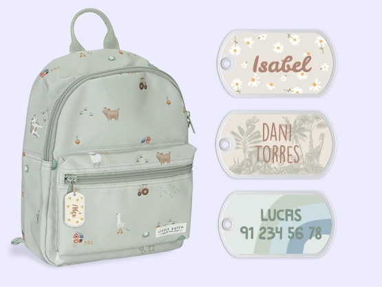 Etiqueta para mochilas con diseño