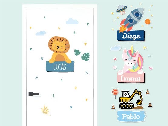 Pegatina para puerta con tema