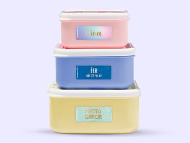 Etiquetas personalizadas pequeñas en dorado/plateado con diseño de acuarela.