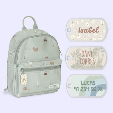 Etiqueta para mochilas con diseño