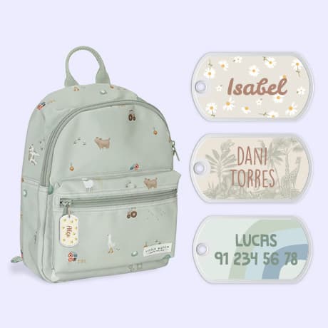 Etiqueta para mochilas con diseño