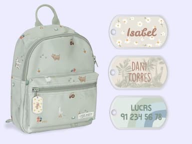 Etiqueta para mochilas con diseño