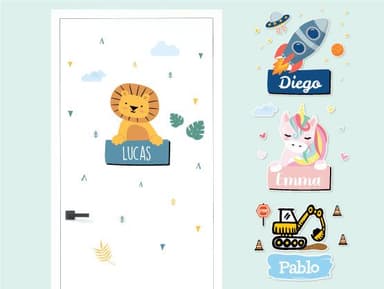 Pegatina para puerta con tema