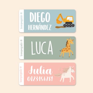 Etiquetas personalizadas con tema pequeñas