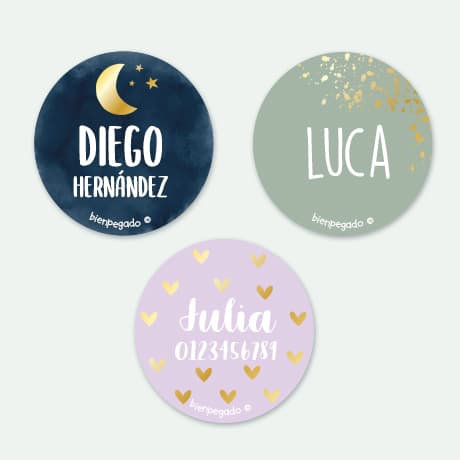 Etiquetas redondas personalizadas con impresión dorado