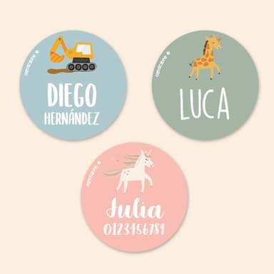 Etiquetas personalizadas redondas con tema