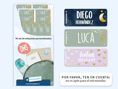 Etiquetas personalizadas pequeñas con impresión dorado